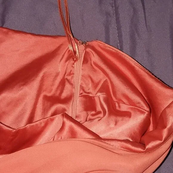 FREE PEOPLE Dancing in the moonlight Beaded dress sz 4 Papaya Coral Chiffon NWOT - Picture 10 of 14